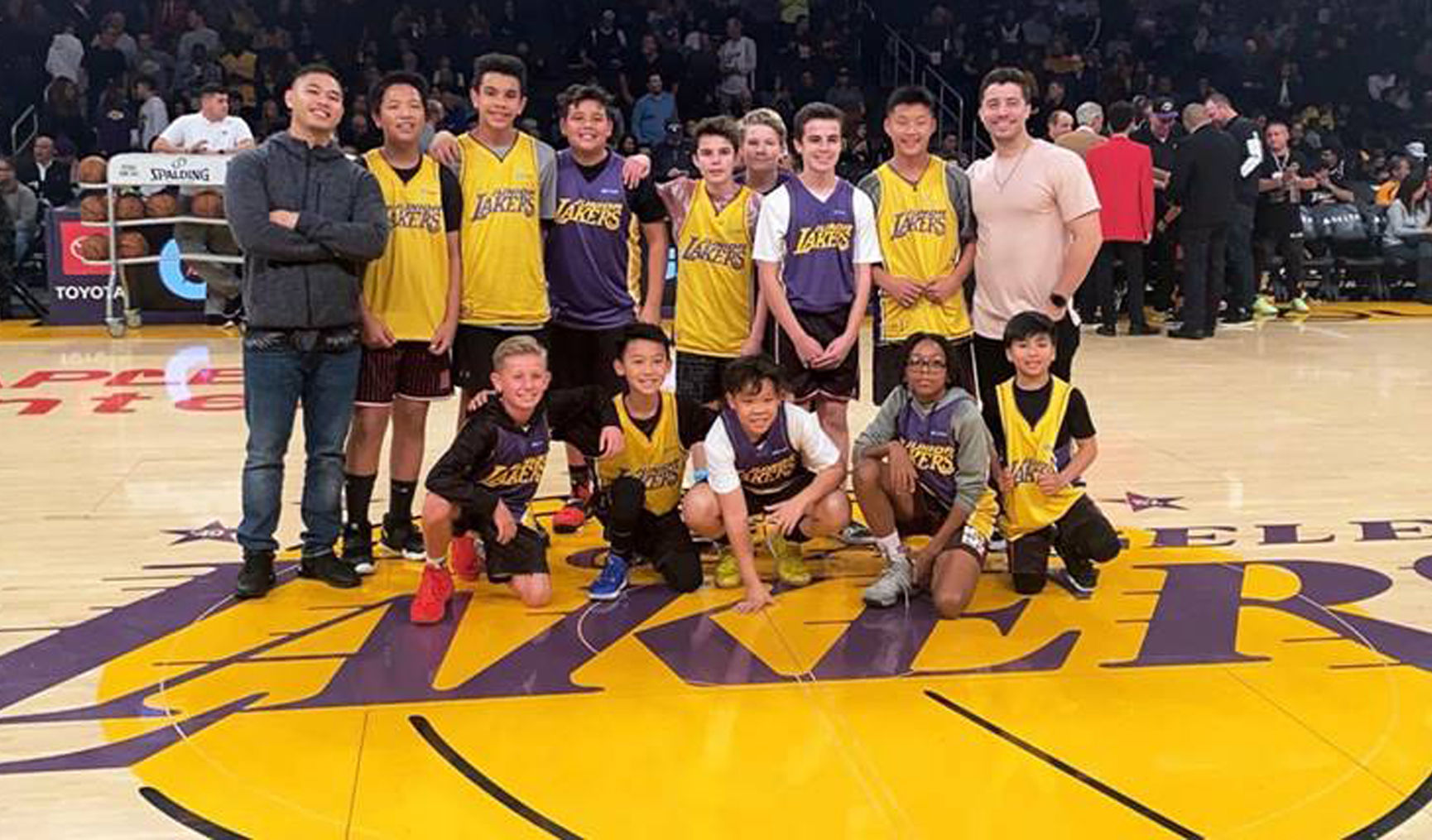 Local students play at halftime of Lakers’ game